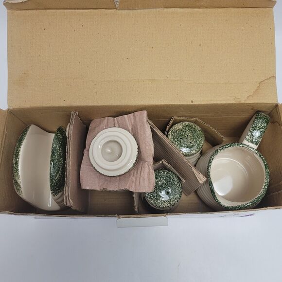 Alco Grapes 5 pc Ceramic Accessory Set Sugar Bowl Creamer Salt & Pepper Napkin - Picture 2 of 14